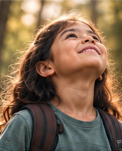 Illustration of a young person looking upward with hope.